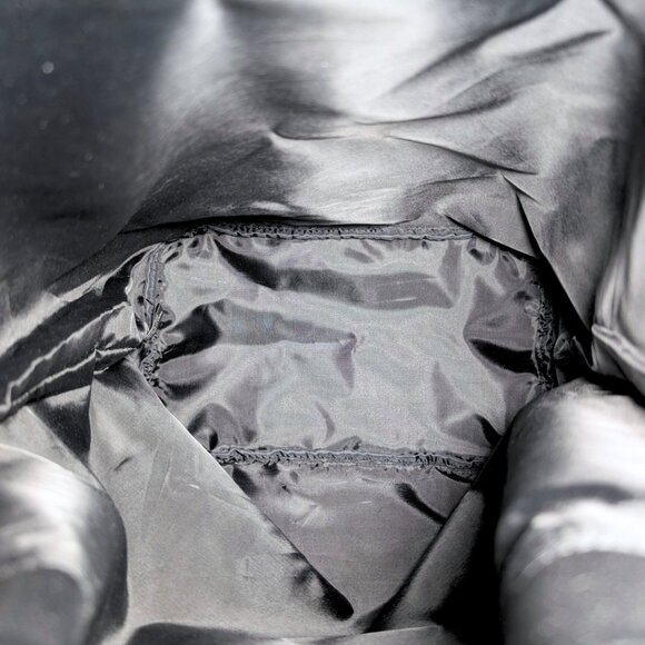 Victoria Secret NWT Black Faux Leather Drawstring Bucket Bag Backpack Tassels - Picture 6 of 7